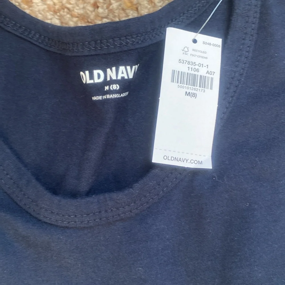 NWT Old Navy navy blue tank with oranges & lemons M/8